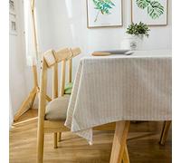 Homxi Tovaglia per Esterno Rettangolare 120 W x 180 L CM,Tovaglia Antimacchia Moderna Beige Strisce Cotone