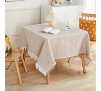 Homxi Tovaglia Quadrato Giardino,180 W x 180 L CM,Tovaglia Cotone Tinta Unita con Nappa Cachi Tovaglie x Tavolo