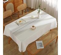 Homxi Tovaglia Rettangolare Moderna 140 W x 260 L CM,Tovaglia Moderna Cucina Cachi Bianco Strisce Waffle