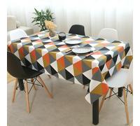 Homxi Tovaglie Antimacchia Rettangolare Piccole 110 W x 170 L CM,Tovaglia Antimacchia Moderna Arancio Motivo a Triangolo Cotone Lino