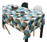 Homxi Tovaglie Rettangolare Moderne Tessuto 110 W x 170 L CM,Tovaglie Festa Blu Motivo a Triangolo Cotone Lino