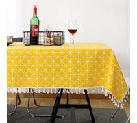 Homxi Tovaglie Stoffa Quadrato 120 W x 120 L CM,Tovaglia Moderna Tavolo Giallo Motivo Geometrico con Nappe Poliestere