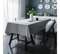 Homxi Tovaglie Tavola Rettangolari 100 W x 160 L CM,Copritavolo Antimacchia Grigio Ricamo Geometrico Cotone Lino