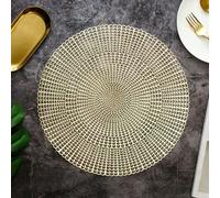 Homxi Tovagliette Colazione Set da 8, 38 CM, Rotondo con Cavo, Tovagliette Antiscivolo Cucina PVC, Oro
