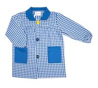 HOMYBABY® Grembiule Asilo Bambino con Bottoni - Grembiule Scuola per Bambino o Bambina - Facile da Indossare con Tasche e Polsini Elasticizzati (Blu, Taglia 3)