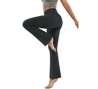 HomyComy Pantaloni Yoga Donna Lunghi, Pantaloni A Zampa, Bootcut Pantaloni Vita Alta per Il Tempo Libero, Pantaloni Sportivi A Gamba Dritta per Yoga, Fitness, Casual Grigio L
