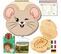 HOMYKIDS® Scatola Dentini da Latte per Bambino e Bambina FRANCESE + [e-book GRATUITO] - Scatola dei Dentini della Petite Souris/Topolino dei Dentini in Legno Naturale (France - Petite Souris)