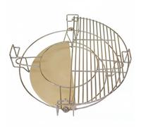 Homyl Ceramic Pizza Stone Pietra per Piastra Cordierite Supporto Acciaio Maniglie Antiscivolo Resistente al Calore Adatta per Barbecue All’aperto Campeggio Giardino, 16 Pollici