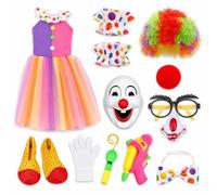 Homyl Costume di Carnevale da Clown per i, Set Completo con Accessori e Occhiali da Clown, per Feste in Maschera