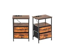 HOMYLIN 2 tavolini da salotto, con cassetti in tessuto e porte di ricarica, ideale per uso domestico, colore: marrone