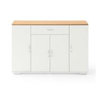 HOMYLIN Coffee Bar, credenza da cucina con 1 cassetto e 4 ante, per cucina, sala da pranzo, soggiorno, bagno, ingresso, bianco