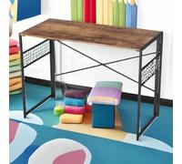 HOMYLIN Scrivania pieghevole per bambini, con ganci, per camera dei bambini, camera dei ragazzi, dormitorio, colore: marrone