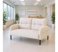 HOMYLIN Sedia da ricevimento compatta in velluto a coste, comoda 2 posti per atrio scolastico, aree d'attesa e sale comuni, beige