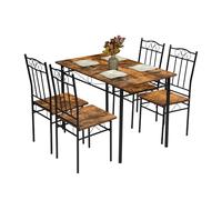 HOMYLIN Set da pranzo vintage, 5 pezzi, 1 tavolo da pranzo con 4 sedie, ideale per sala da pranzo o angolo cucina, marrone