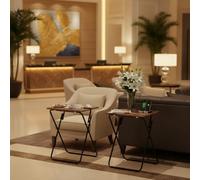 HOMYLIN Set di 2 tavolini in MDF con superficie in PVC, ideale per reception, atrio, colore: marrone