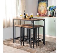 HOMYLIN Set di 5 pezzi tavolo e sedie da bar, tavolo industriale da 100 cm e 4 sedie (40 x 30 x 65 cm) per soggiorno, bar di casa, marrone