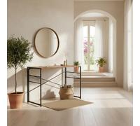 HOMYLIN Tavolo consolle pieghevole per corridoio con ganci laterali a griglia, set di mobili da ingresso compatto per riporre e decorare, marrone