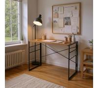 HOMYLIN Tavolo da disegno versatile da 100 cm, con ganci a S, scrivania pieghevole per casa, ufficio e spazi creativi, marrone