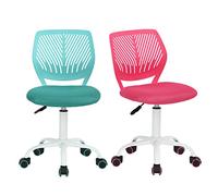 HOMYLIN VD Carnation Aqua Set di 2 sedie da scrivania Ufficio Regolabile in Altezza Girevole in Tessuto, Sedia ergonomica con Schienale, Rosa+Turchese, 44×40×86cm