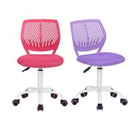 HOMYLIN VD Carnation Rosa Viola scrivania per Computer, ergonomica, in Tessuto, Girevole, Comoda Sedia da Lavoro, Senza braccioli, Altezza Regolabile, Set di 2, Metallo Polipropilene in Rete, 2 Pezzi