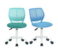 HOMYLIN VD Garofano Aqua Set di 2 sedie da scrivania Ufficio Regolabile in Altezza Girevole in Tessuto, Sedia ergonomica con Schienale, Blu+Turchese, 44×40×86cm
