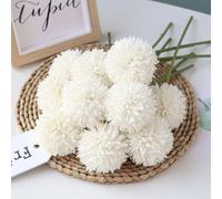 Homyu HoYuanFlo Bouquet di fiori artificiali a sfera di crisantemo, 10 pezzi, regalo per persone importanti, glorioso morale, per casa, ufficio, caffè, feste e matrimoni (bianco latte)