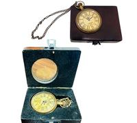 HOMYZ Orologio da tasca in ottone anticato vintage Maritime Victoria London 1915, realizzato a mano, con scatola di legno