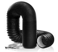 Hon&Guan ø125mm, 5m Tubo Flessibile per Aria in PVC, Tubo in Alluminio per Asciugatrice, Cappe Aspiranti, Sistema di Ventilazione, Nero