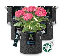 Hon&Guan Sacchi per Piante 5X 20L, Vasi in Tessuto con Maniglie E Ganci Metallici in Tessuto Non Tessuto, Sacchi per Piante per Addestramento A Basso Stress Delle Piante per Verdure Tenda per