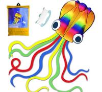 HONBO R2F enorme arcobaleno morbido polpo kite per bambini e Audlt- grande aquilone con coda lunga e 61 m linea volante, giocattolo facile da volare per giochi all'aperto, spiaggia e attività