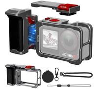 Honbobo Xplorer Impugnatura Kit per DJI Osmo Action 5 Pro, Ripresa Handle Grip Metallo Camera Gabbia Orizzontale Verticale Telaio Accessori per DJI Osmo Action 5Pro 4 3