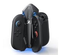 HONCAM Dock di ricarica per Nintendo Switch 2 Joy-con con 7 luci RGB fredde, interruttore 2 accessori 4 in 1 Joycon caricabatterie con un cavo USB di tipo C, nero