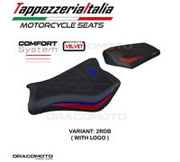 Tappezzeria Italia Rivestimento sella compatibile Honda CBR 1000 RR (08-16) modello Janela velvet comfort system 2RDB (rosso-blu) CON LOGO