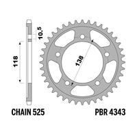 HONDA CBR-RR 400 1988-1996 corona PBR passo 525 42 Denti Acciaio C