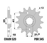 HONDA NX DOMINATOR 650 1991-1994 pignone PBR passo 520 15 Denti