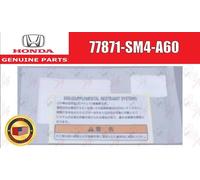 Honda OEM 10th Anniversary, DX, Label SRS Caution 77871-SM4-A60 for Accord