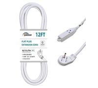 HONDERSON Cavo di prolunga a 3 prese, certificato UL, calibro 16, 3,7 m, bianco, 3 poli e 3 poli