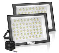 Hondony 2 pezzi Proiettore LED Esterno 150W IP66 6500K Bianco Freddo Spot Esterno Potente Per Magazzino Giardino Garage Terrazza Parcheggio