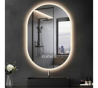 Hondony Specchio Bagno con Luci LED 75x50cm, Specchio Smart con Antiappannamento, Memoria e Dimmerabile, Bluetooth per Musica, Tasto a Sè, Installazione Orizzontale o Verticale