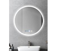Hondony Specchio da bagno rotondo LED 60 x 60 cm con luce, illuminato, montaggio a parete, anti-appannamento, luce regolabile in 3 colori, specchio anti-appannamento con luci retroilluminate per bagno