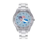 Honduras Bandiera degli Stati Uniti Orologi da uomo in acciaio inox cinturino analogico al quarzo orologio da polso business, Stile:, regular