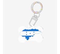 Honduras Bandiera Stampa Carino Acrilico Cani Tag Doppio Lato Osso Shap ID Tag con Portachiavi per Pet Crafts Decorazioni