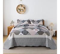 HoneiLife Copriletti king size oversize 120 x 120 cm, 3 pezzi, trapunta California king, set copripiumino extra large per tutte le stagioni, set di biancheria da letto rustico, king size, copriletto