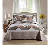 HoneiLife Set copripiumino king size - 3 pezzi in microfibra trapunte reversibili patchwork copriletto floreale set di biancheria da letto per tutte le stagioni - splicing rosa moka, king size