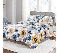 HoneiLife Set copripiumino king size - 3 pezzi trapunte in microfibra reversibile copriletto patchwork copriletto floreale set di biancheria da letto per tutte le stagioni - pittura a spruzzo di