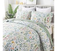 HoneiLife Trapunta floreale per letto king size, set di 3 pezzi in microfibra, copriletti leggeri, copriletto con fiori selvatici, copriletto retrò, set di biancheria da letto king size per tutte le
