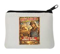 Honest Work on the Farm, portamonete in neoprene, 10 x 11 cm, colore: Bianco