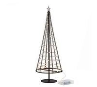 Honesty, Albero di Natale di metallo pieghevole, 250 LED a luce bianca calda su filo di rame, 1 m di altezza, l'albero di metallo decora la casa o il giardino , Metallo, Nero, Large