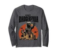 Honey Badgerzilla Monster City Attack - Arte retrò Maglia a Manica