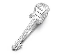 HONEY BEAR 2.12" Fermacravatte Uomo Chitarra Musica per Cravatta di Dimensioni Normali,Ferma per Regalo di Nozze Affari,5.4cm,Argento